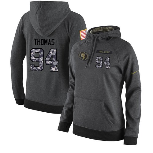 NFL Women's Nike San Francisco 49ers #94 Solomon Thomas Stitched Black Anthracite Salute to Service Player Performance Hoodie